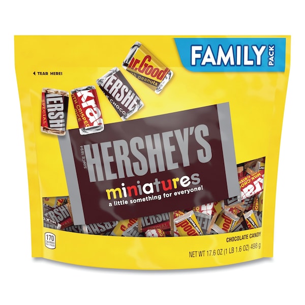Paquete familiar de variedad de Hersheys Miniatures, Chocolates surtidos, Bolsa de 17.6 oz - 21491