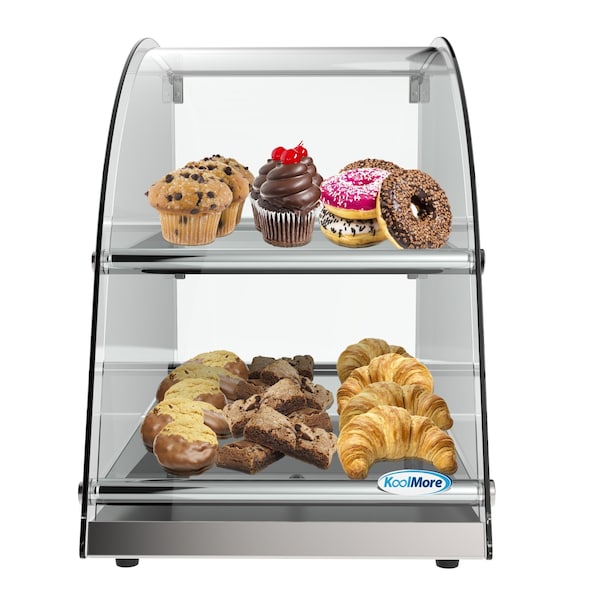 Koolmore 2 Tier Commercial Countertop Bakery Display Case with Front Curved Glass and Rear Door - DC-2CN