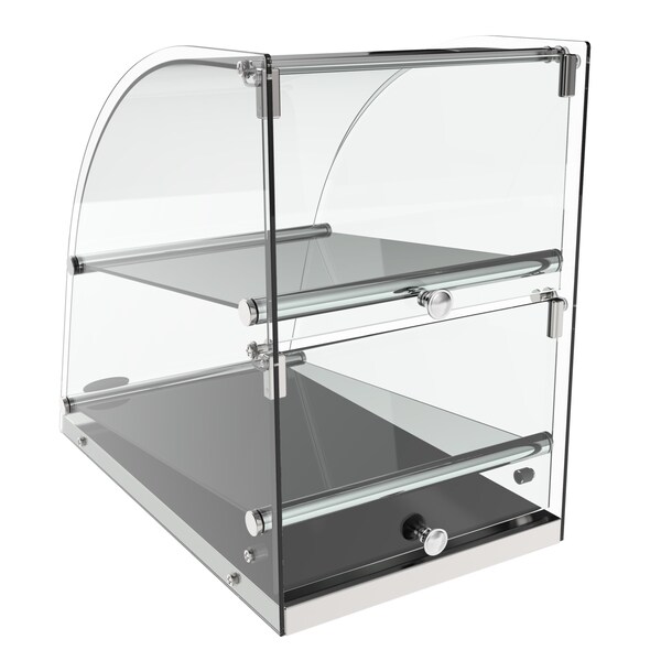 Koolmore 2 Tier Commercial Countertop Bakery Display Case with Front Curved Glass and Rear Door - DC-2CN
