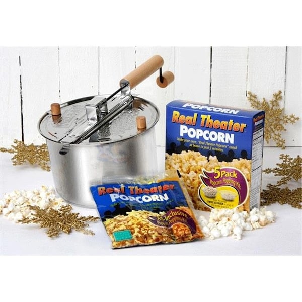 Wabash Valley Farms 36053 - Kits de palomitas de acero inoxidable Whirley-Pop y Real Theater.