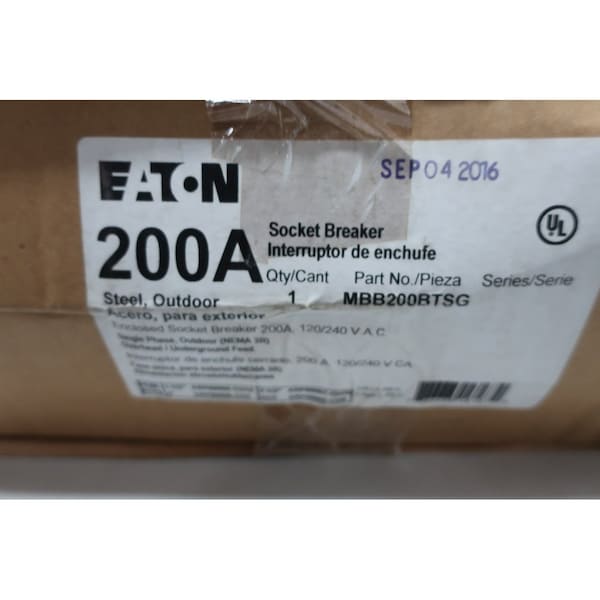 Eaton Circuit Breaker, MBB Series, 200A, 120/240V AC - MBB200BTSG
