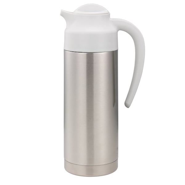 Service Ideas SteelVac Creamer, Vacuum Insulated Carafe, Stainless Vacuum, 1 Liter - S2SN100WHT