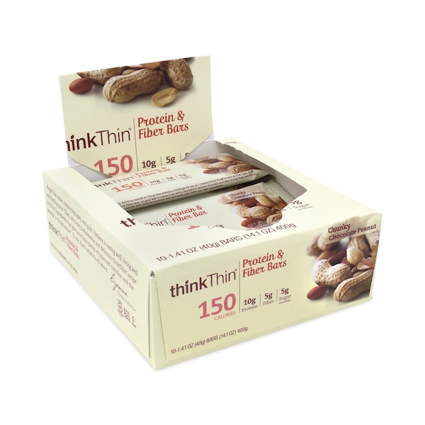 Barras de proteína Thinkthin, Chunky Chocolate Peanut, barra de 141 onzas, Paquete de 10, 10 paquetes - 71101