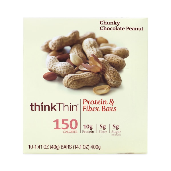 Barras de proteína Thinkthin, Chunky Chocolate Peanut, barra de 141 onzas, Paquete de 10, 10 paquetes - 71101