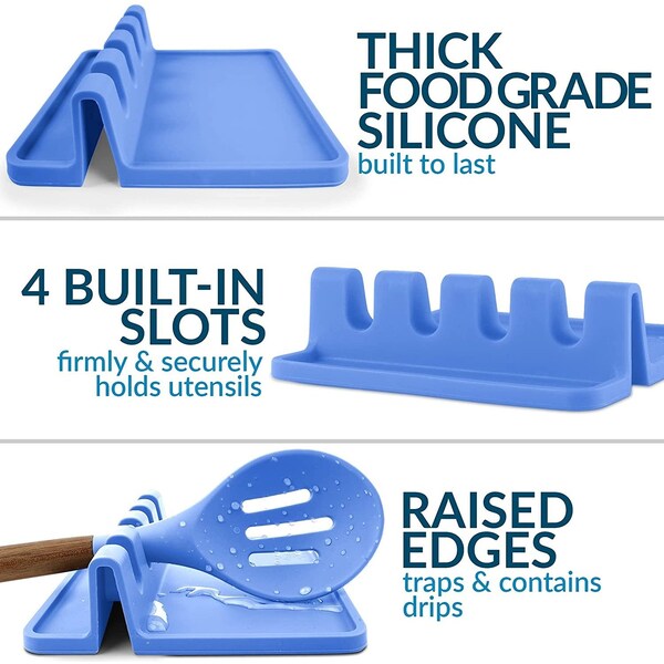 Zulay Kitchen Zulay Utensil Rest w Drip Pad Silicone  Periwinkle - ZULB089LVL2NM