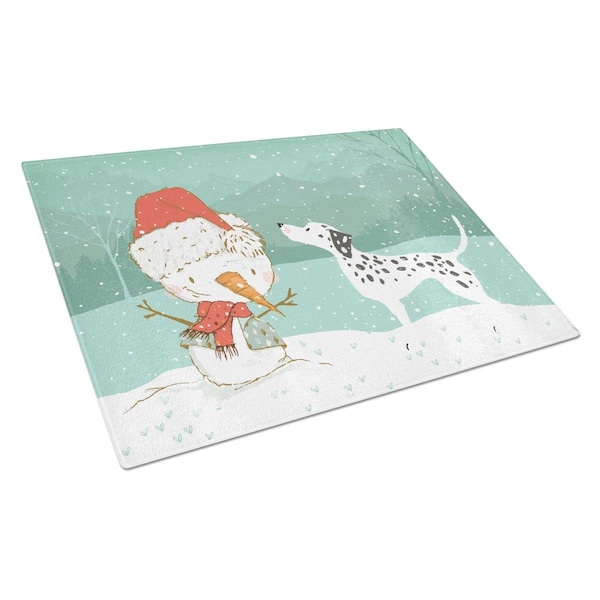 Carolines Treasures Dalmatian & Snowman Christmas Glass Cutting Board Large - CK2037LCB