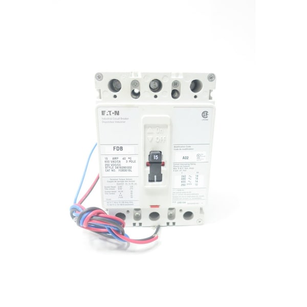 Eaton 3P 15A AMP 600V-AC 250V-DC MOLDED CASE CIRCUIT BREAKER - FDB3015LA02