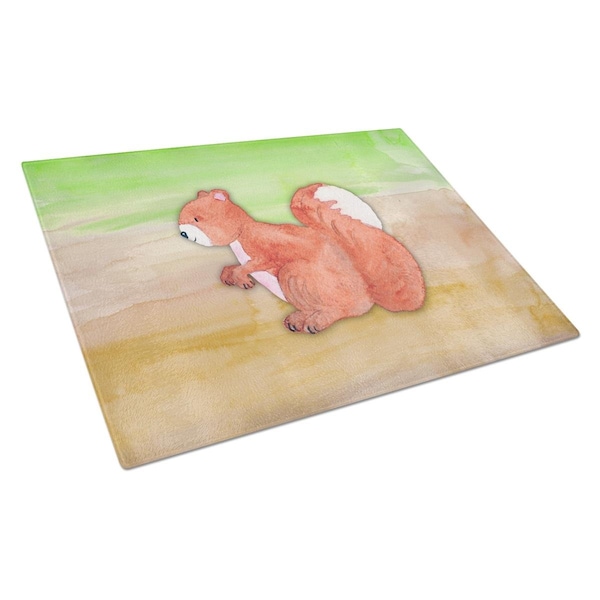 Carolines Treasures Squirrel Watercolor Glass Cutting Board Large - BB7431LCB