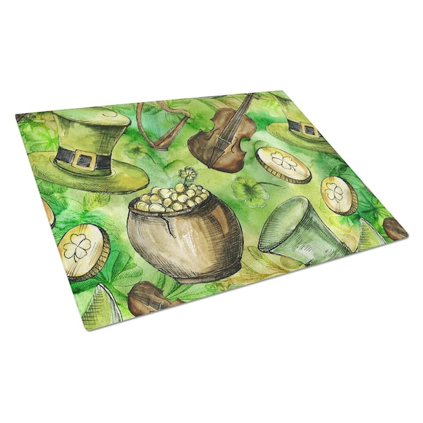 Carolines Treasures Luck of the Irish Glass Cutting Board Large - BB5755LCB