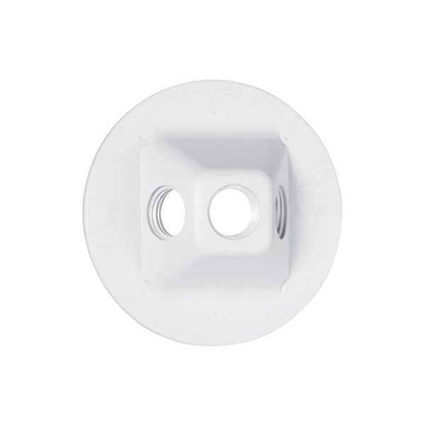 Racoorporated Electrical Box Cover, Round, Non-Metallic, Lampholder/Cluster Cover - PLV330WH