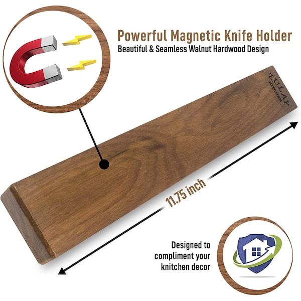 Zulay Kitchen Walnut Magnetic Knife Holder - ZULB07PWJ2SSM