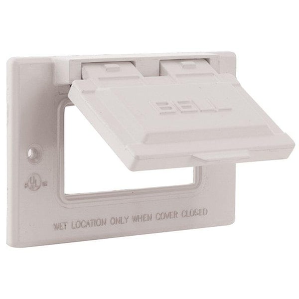 Hubbell Cover, 2-13/16 in L, 4-9/16 in W, Metal, White, Powder-Coated - 5101-6