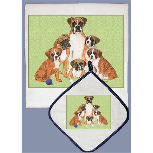 Bakebetter Dish Towel and Pot Holder Set - Boxer Family - BA2633777