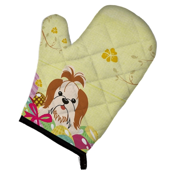 Carolines Treasures Easter Eggs Shih Tzu Red & White Oven Mitt - BB6087OVMT