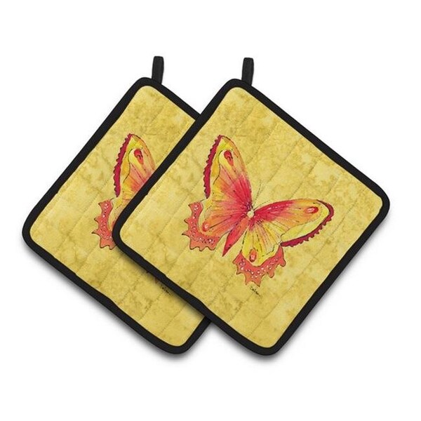 Carolines Treasures Carolines Treasures 8857PTHD Butterfly on Yellow Pair of Pot Holders; 7.5 x 3 x 7.5 in. - 8857PTHD