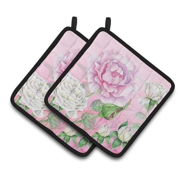 Carolines Treasures Carolines Treasures BB7447PTHD Rose Garden Pair of Pot Holders - BB7447PTHD