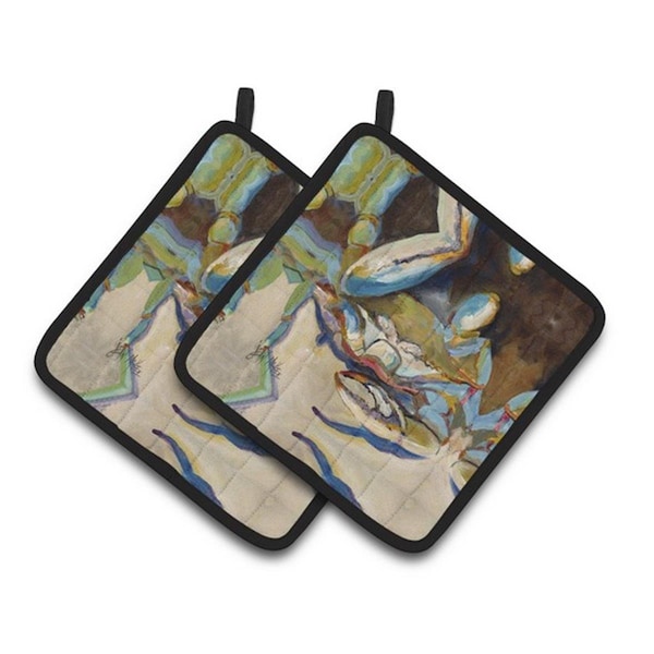 Carolines Treasures Three Big Claw Crab Pair of Pot Holders, 7.5 x 3 x 7.5 in. - JMK1257PTHD