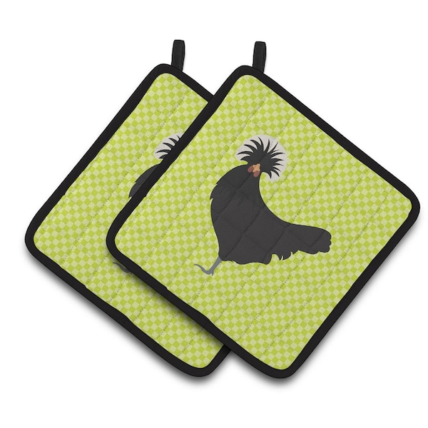 Carolines Treasures Polish Poland Chicken Green Pair of Pot Holders - BB7660PTHD