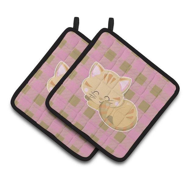 Carolines Treasures Kitten Sleeping Pair of Pot Holders - BB6880PTHD