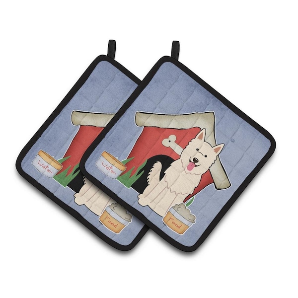 Carolines Treasures Dog House Collection White German Shepherd Pair of Pot Holders - BB2799PTHD
