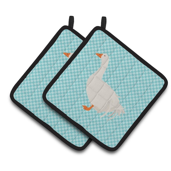 Carolines Treasures Sebastopol Goose Blue Check Pair of Pot Holders - BB8076PTHD
