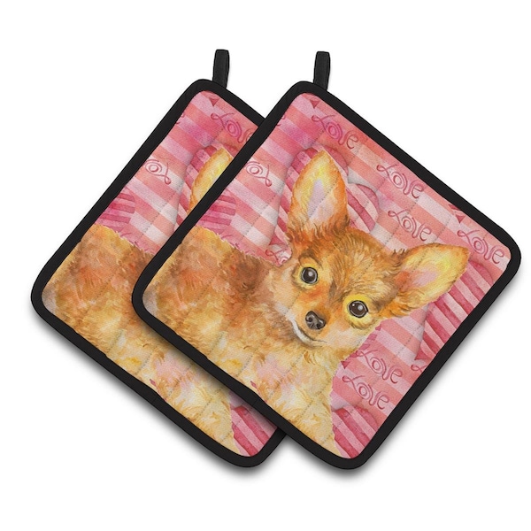 Carolines Treasures Toy Terrier Love Pair of Pot Holders - BB9809PTHD