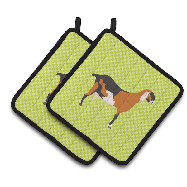 Carolines Treasures Anglo Nubian Goat Green Pair of Pot Holders - BB7709PTHD