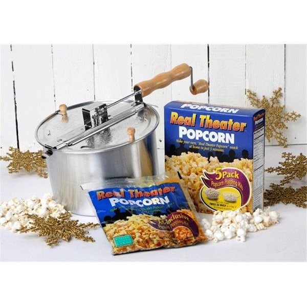 Wabash Valley Farms Set de Regalo de Palomitas de Maíz 24101 Whirley-Pop y Estilo Cine en Casa - 24101