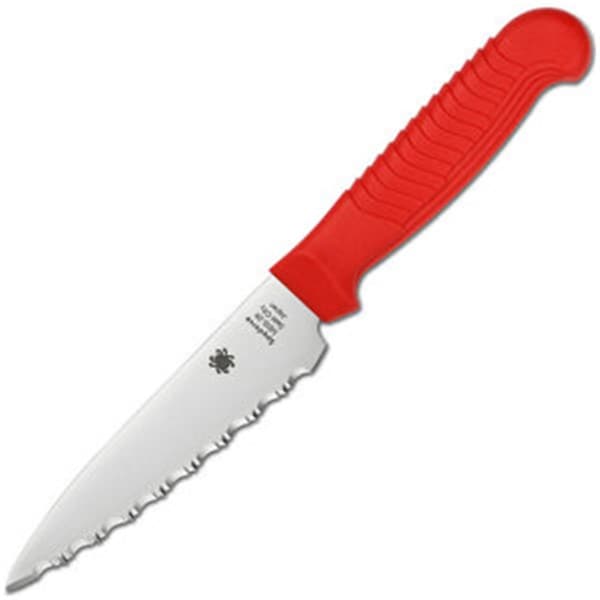 Spyderco Spyderco K05SRD Paring Knife Sermollan Handle Serrated; Red - K05SRD