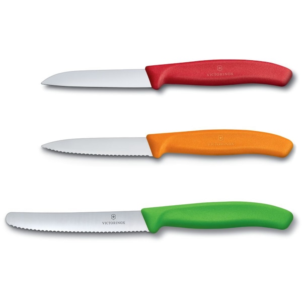 Swiss Army Brands Kitchen Sets, 3-Piece Paring Set 30.25In Strt Red, 30.25In Serrated Orange, 40.5In Utility Green - VIC-6.7116.32