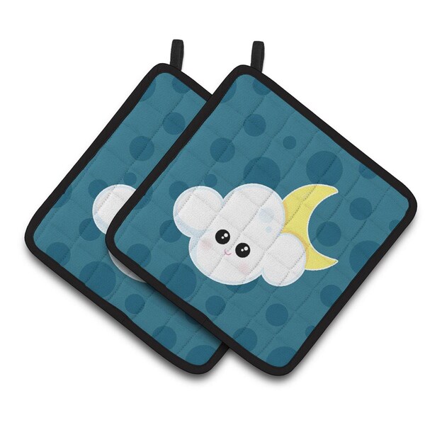Carolines Treasures Weather Cloudy Moon Face Pair of Pot Holders - BB7154PTHD