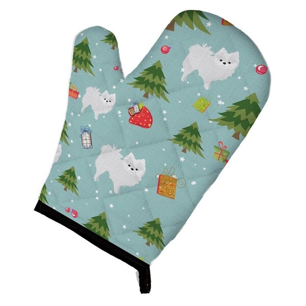 Carolines Treasures Christmas White Pomeranian Oven Mitt - BB4973OVMT