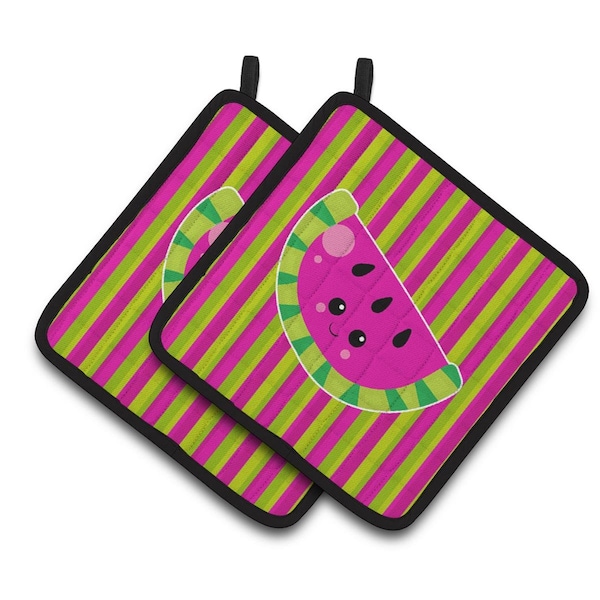 Carolines Treasures Watermelon Face Pair of Pot Holders - BB6987PTHD