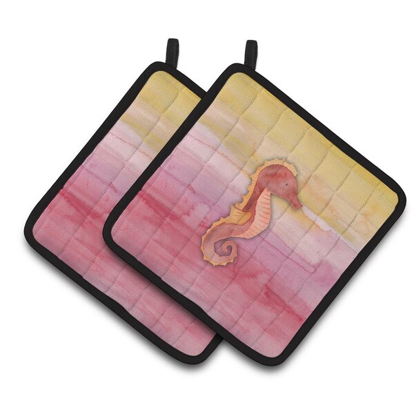 Carolines Treasures Seahorse Watercolor Pair of Pot Holders - BB7425PTHD