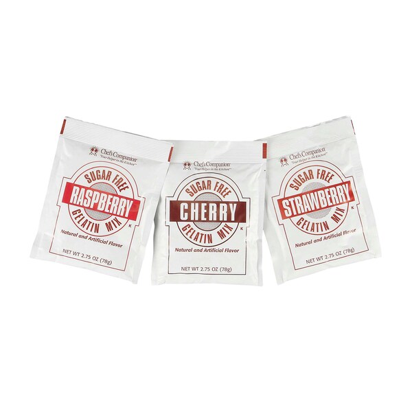 Acompañante de Chefs Mezcla de Gelatina de Frambuesa/Cereza/Fresa Roja Surtida SF 2.75 oz., Paquete de 18 - 53606