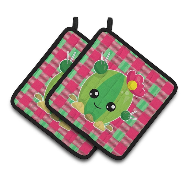Carolines Treasures Cactus Peace Out Pair of Pot Holders - BB6849PTHD