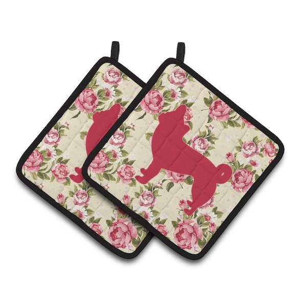 Carolines Treasures Chihuahua Yellow Roses Pair of Pot Holders - BB1068-RS-YW-PTHD