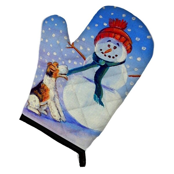 Carolines Treasures Snowman with Fox Terrier Oven Mitt - 7156OVMT