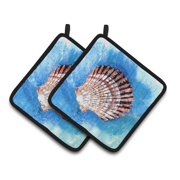 Carolines Treasures Scallop Sea Shell Pair of Pot Holders, 7.5 x 3 x 7.5 in. - 8008PTHD