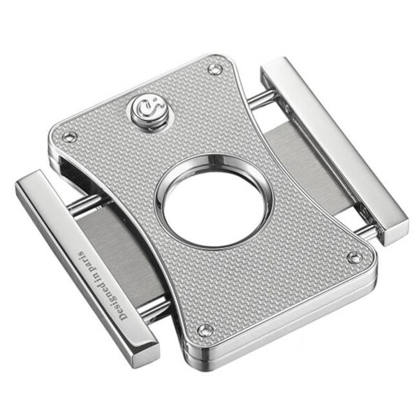 Caseti Caseti CACU113CS Caseti Dion Silver Carbon Fiber Double Guillotine Cigar Cutter - CACU113CS