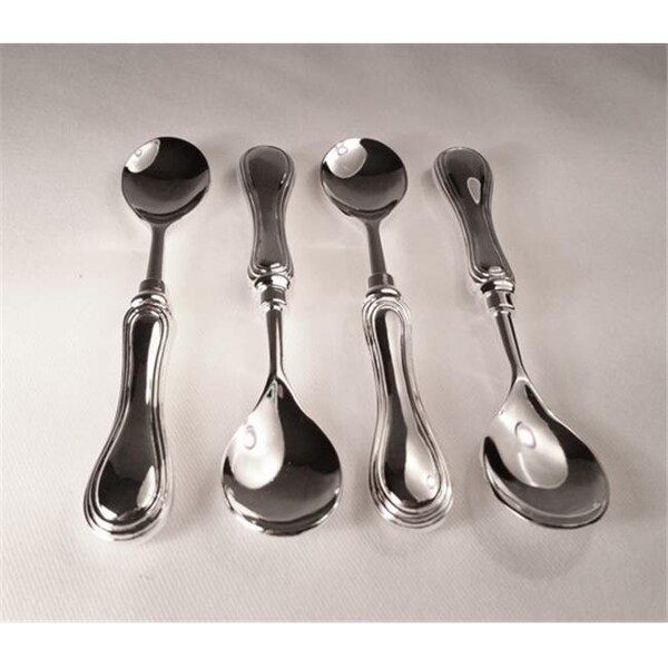 Leeber Leeber 86002 Elegance Silver Plate Rim Spoons; 5.25 in. - Set of 4 - 86002