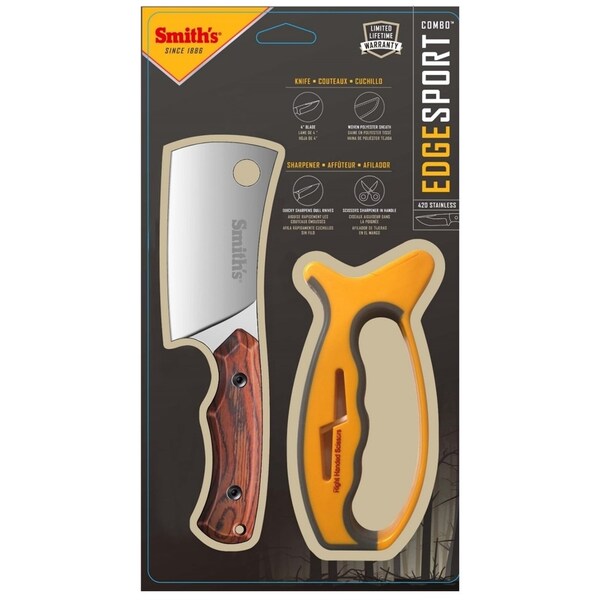 Smiths Consumer Products 2023 Smith'S Edgesport Camp Cleaver Knife W/ Sharpener Combo - SMI-51324