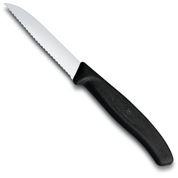 Swiss Army Brands 2024 Victorinox Kitchen Paring 30.25In Sheep'S Foot Blade, Serrated Edge, Blac Bulk - VIC-6.7433