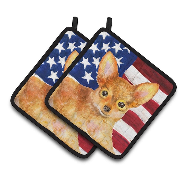 Carolines Treasures Toy Terrier Patriotic Pair of Pot Holders - BB9722PTHD