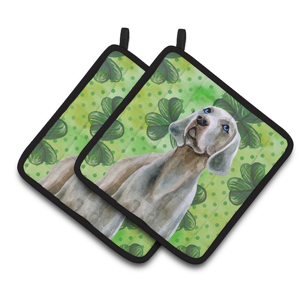 Carolines Treasures Weimaraner St.Patricks Pair of Pot Holders - BB9848PTHD