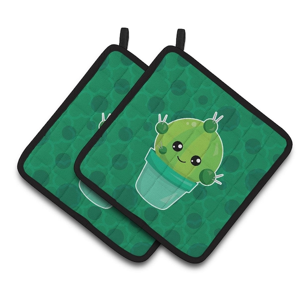Carolines Treasures Cactus Polkadots Pair of Pot Holders - BB6850PTHD
