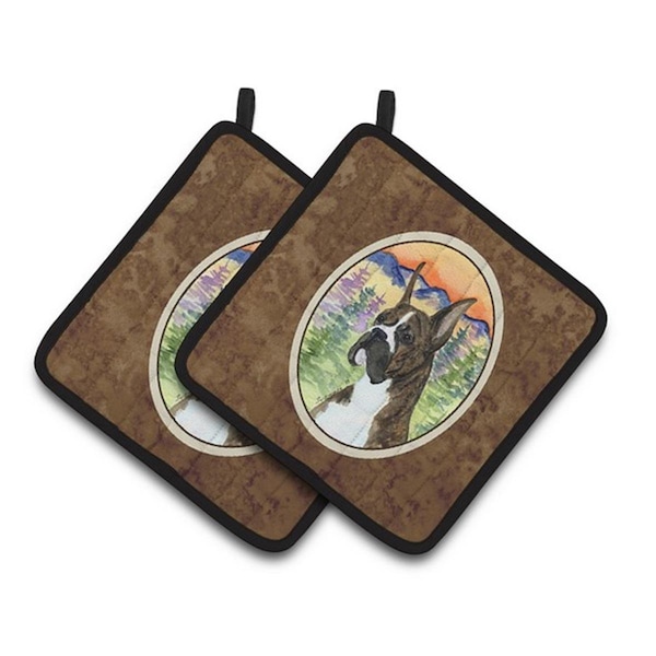 Carolines Treasures Boxer Pair of Pot Holders, 7.5 x 3 x 7.5 in. - SS8199PTHD