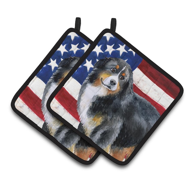 Carolines Treasures Bernese Mountain Dog Patriotic Pair of Pot Holders - BB9645PTHD