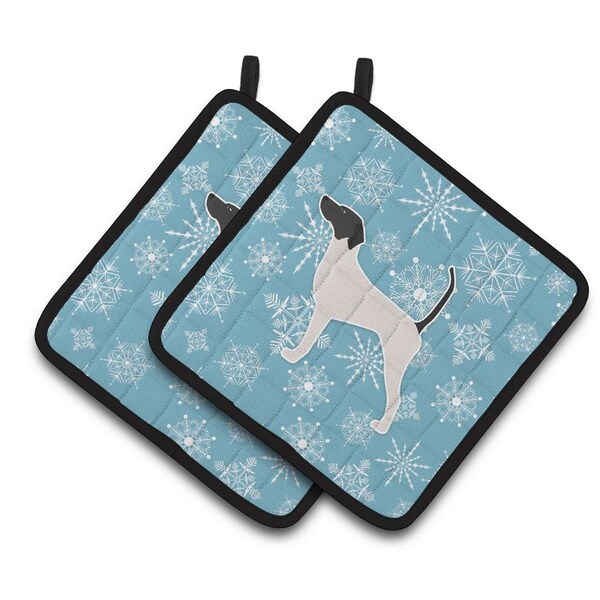 Carolines Treasures Winter Snowflake English Pointer Pair of Pot Holders - BB3495PTHD
