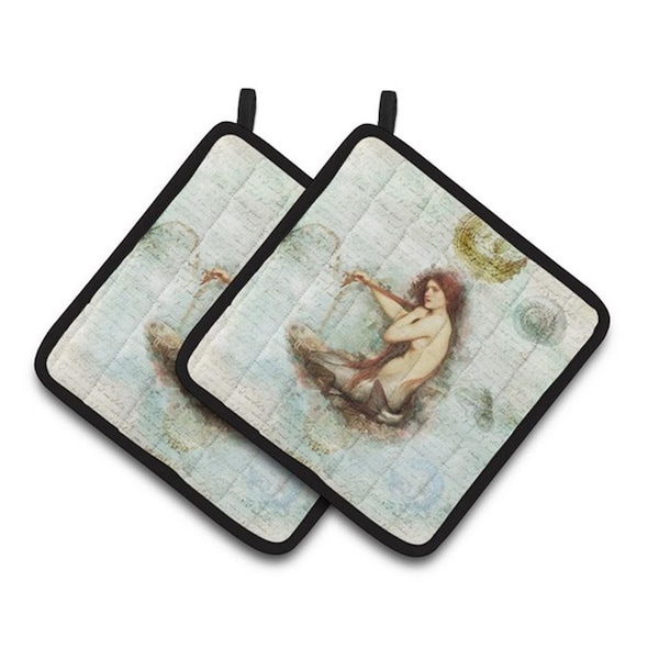 Carolines Treasures Mermaids and Mermen Pair of Pot Holders, 7.5 x 3 x 7.5 in. - SB3047PTHD